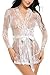 Avidlove Women's Lace Kimono Sexy Nightgown Transparent Mesh lingerie, White, Medium