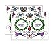 DaLin Floral Day of the Dead Sugar Skull Temporary Face Tattoo Kit for Halloween - Pack of 4 Kits