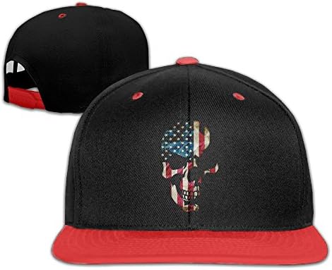 Artys Caps Skull With American Flag Adjustable Unisex Hip Hop Cap Stylish Flat Hat For Boy Girl One Size