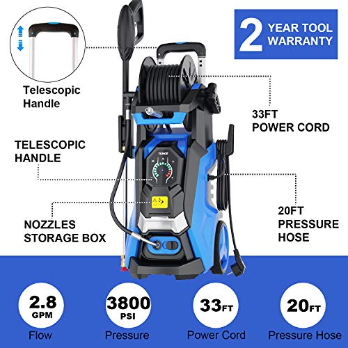 TEANDE 3800 PSI Electric Pressure Washer Smart High Pressure Power