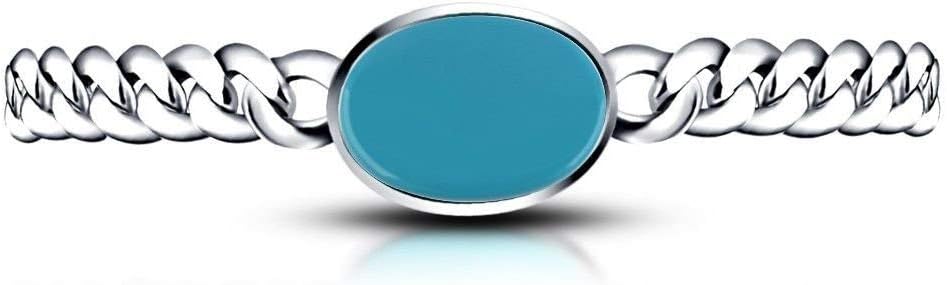 Shakti Jewels 925 Sterling Silver Semi Precious Oval Turquoise Salman Khan Style Bracelet