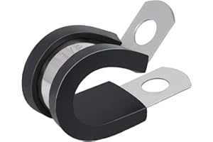 JWGJW Rubber Cushioned Insulated Clamp 100 Pack 1/2 Inch,Stainless Steel Cable Clamp, Rubber Insulated Wire Clamps For Pipe or Wire Cord Installation