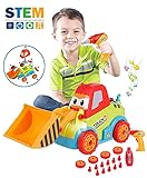 LUKAT Toys for 3 Year Old Boys, Take Apart Toys Truck Toddler DIY Assembly Construction Bulldozer with Drill Tool/ Music/ Lights, Kids STEM Toy Car for 3-4-5 Years Old Boys Preschool Learning
