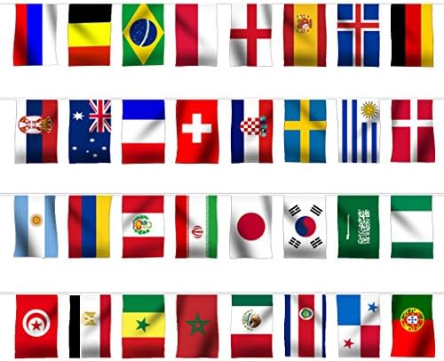 FIFA Russia 2018 World Cup Flags Decoration Top 32 String Flag Banners International Flag Bunting for Bar Party Decorations