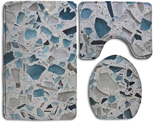 HOMESTORES Bathroom 3-Piece Mat Sets Pedestal Mat + Lid Toilet Cover + Bath Mat Doormat Non-Slip Rug