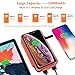 Solar Charger 10000mAh, 4.5W Qi Wireless Charger Portable Power Bank External Battery Back with 3 Solar Panels, Flashlight, Dual 5V/2.1A USB Port, IP65 Rainproof for Camping Hiking Fishing(Orange)
