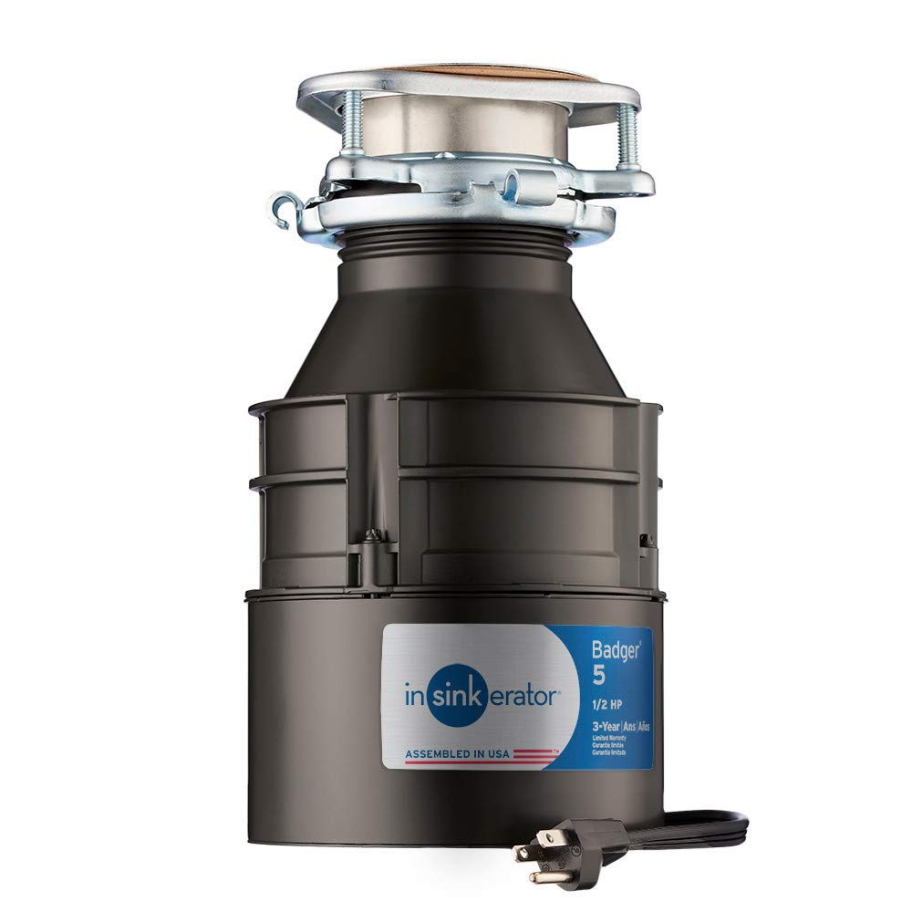 InSinkErator Garbage Disposal with Cord, Badger 5, 1/2 HP Continuous Feed - - 