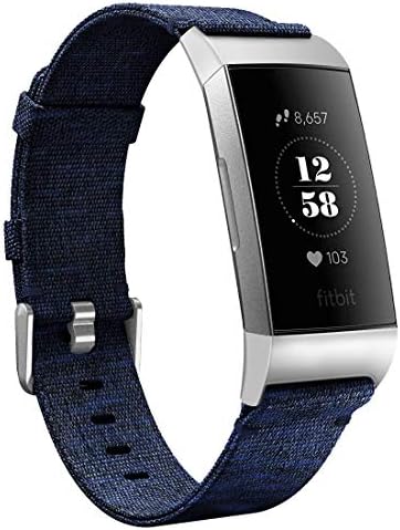 Karei Woven Bands Compatible with Fitbit Charge 3/Charge 3 SE, Soft Accessory Sports Band Replacement Strap Small Large for Fitbit Charge 3 Fitness Activity Tracker Women Men (Navy, Small)