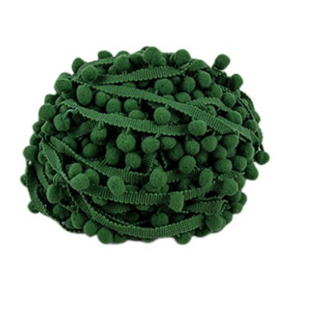 SHTGOI 5 Yards Pompom Border Bobble Fringe Trim Dark Green