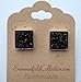 Summerfield Collection Silver-tone Metallic Geometric Square Shaped Chunky Faux Druzy Stud Earrings 12mm Statement (Black)