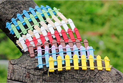 Vivian Mini Wood Picket Fence DIY Garden Miniature Landscape Dollhouse Plant Pot Decor Set 4pcs (Green) - Thumbnail 6
