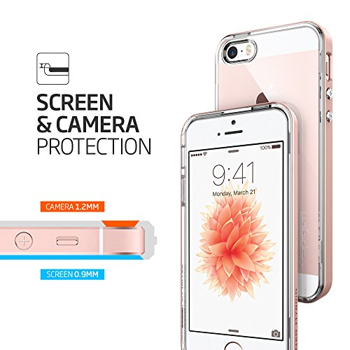 Spigen Funda Neo Hybrid Crystal Compatible con iPhone SE (2016)/5S/5 - Oro Rosa - Imagen 7