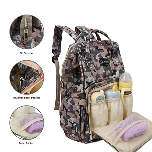 MultiFunction Camo Baby Boy Diaper Bag for Dad Mum, Large Capacity