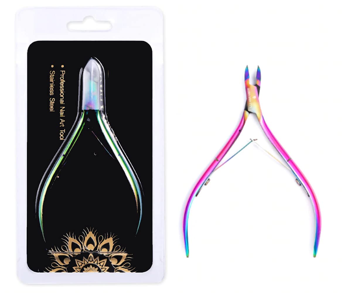 Nail Cuticle Nipper Scissors Stainless Steel Rainbow Tweezer Clipper Dead Skin Remover Scissor Plier Pusher Tool for The Perfect Manicure
