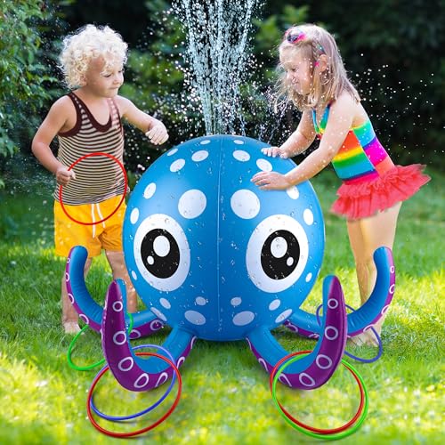 Auney Outdoor Water Play Sprinklers Toys for Toddlers, Large Octopus Water Spray Sprinkler for Kids Boys Girls and Pets, Garden Sprinkler Toys, Summer Toys for 3 4 5 6 7+ Year Old