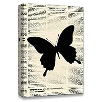 Canvas Wall Art Butterfly On The Newspaper Canvas Prints Home Artwork Decoration for Living Room,Bedroom - 12x18 inches