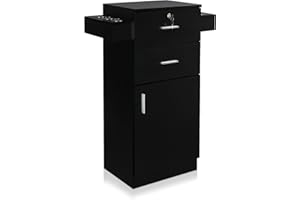 Mefeir Wooden Salon Trolley Cart with Lock for Hair Stylist Hairdresser, Cosmetology Storage Station Styling Organizer, Beauty Spa Barber Shop Hairdressing Equipment