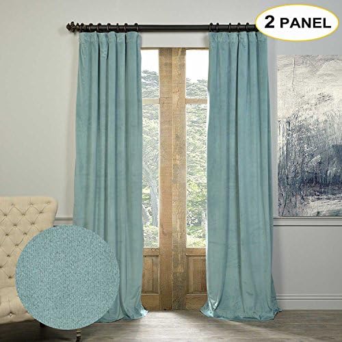 Artdix Blackout Curtains Panels Window Drapes - Aqua Mist 50W x 84L Inches (2 Panels) Velvet Lined Back Tab Nursery Insulated Solid Thermal Custom Curtains For Bedroom, Living Room, Kids Room