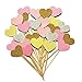iMagitek 20pcs Pink Theme Glitter Hearts Cake Decorations for Wedding Party, Baby Girls First Birthday Party and Baby Girls Baby Shower