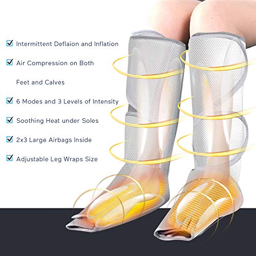 Leg Massager for Circulation, Air Compression with Heating Function Wraps Massages Foot and Calf Massager for Relaxation, Handheld Controller 6 Modes 3 Intensities and 2 Temperatures - Thumbnail 3