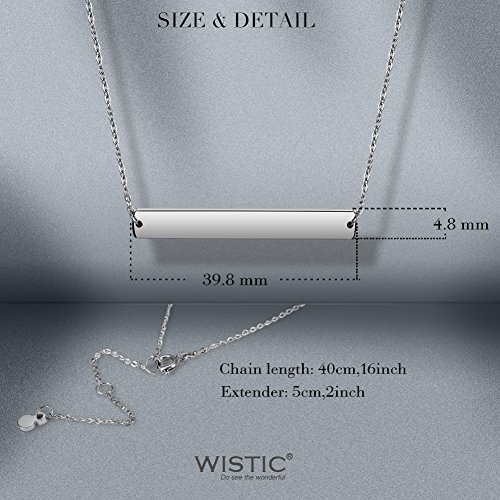 image for Wistic Bar Necklace Stainless Steel Gold Plated Adjustable with Engrav