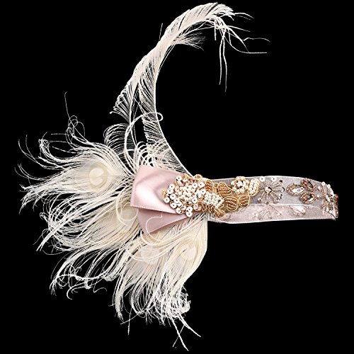 BABEYOND Peacock Feather Headband Flapper Hairband Vintage 1920s Great Gatsby Headband for Fancy Dress Party Art Deco Accessories Awesome Crystal