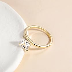EAMTI 2CT 925 Sterling Silver Gold Engagement Rings