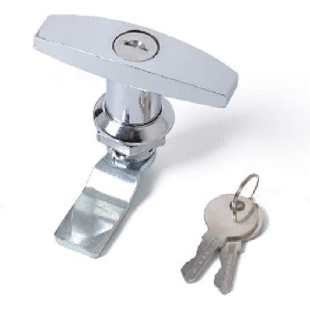 Unifizz Zinc Alloy T-Handle Cam Locks, Suitable for Trailer RV Toolbox Door, T Bar Handle Locks with Keys, Bright Chrome, 1 Pc