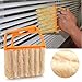 Handheld Blinds Cleaner Shutters, Curtain Brush Dust Remover with 7 Removable Microfiber Sleeves, Air Conditioning Home Gadgets, Car Vents, Fan Shutters with 7 Blades (Blue 1pc)