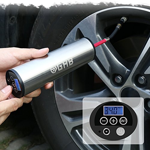GHB Electric Pump Air Compressor Rechargeable Pneumatic Inflator for Tire Pressure Monitor Silver