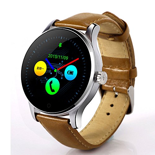 Keoker K88H Smart Watch with Heart Rate Monitor Leather Band IPS Screen  Bluetooth Smartwatch Wristwatch for iOS and Android (Sliver + Leather Band)  - Buy Online - 39062809