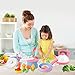 Balnore Kids Kitchen Pretend Play Toys, 28 Pcs Macaron Toy Kitchen Sets with Cooking Set Cookware Playset Pots and Pans Healthy Cutting Vegetables,Knife,Utensils, Little Chef for Kids Toddlers