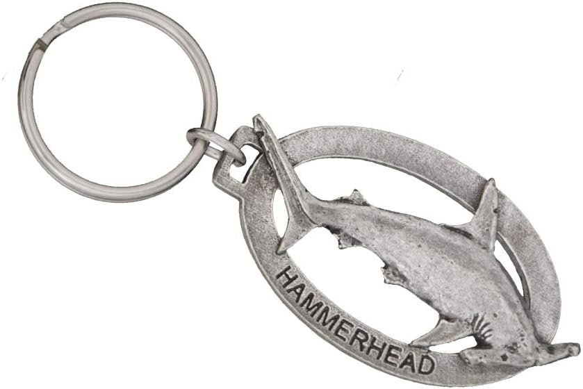 Creative Pewter DesignsHammerhead Shark Keychain, Pewter, S118KC, 2 1/4”, 100% Handmade in the USA, Fish Keychain, Saltwater Key Chain, Hammerhead Key Ring, Key Fob, Fishing Gift, 200 Fish Designs Available.