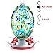 Muse Garden Glass Humming Bird Feeders for Outdoors - 27OZ Blown Glass Hummingbird Feeder - Unique Gift for Mom Gardeners Women, Outdoors Hanging Garden Decor, Includes Ant Moat & Brush, Starry Night