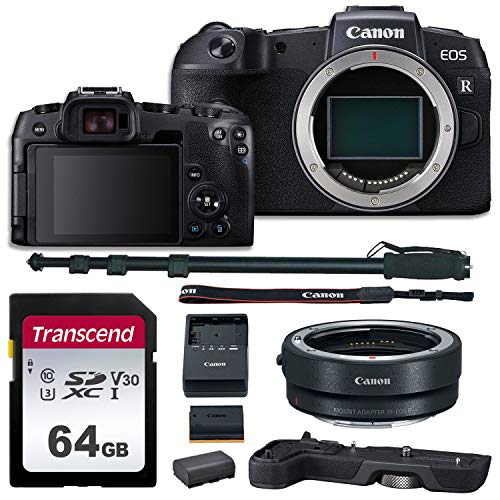 Canon EOS RP Mirrorless DSLR Camera Body with Grip, Lens Converter, Lexar Professional 633x 64GB