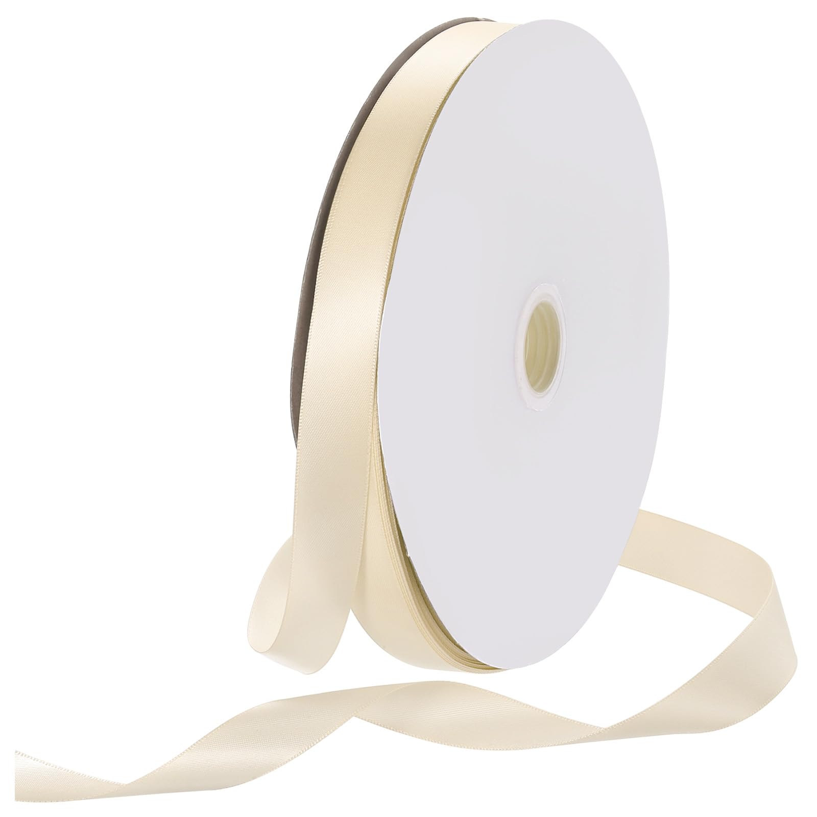 Rebower 20mm Satin Ribbon 91m Thick Double Face Grosgrain Silk Ribbon, [for Gift Wrapping, Hair Bows, Wedding, Cake, Flower] - 100 Yard/300ft/ Beige