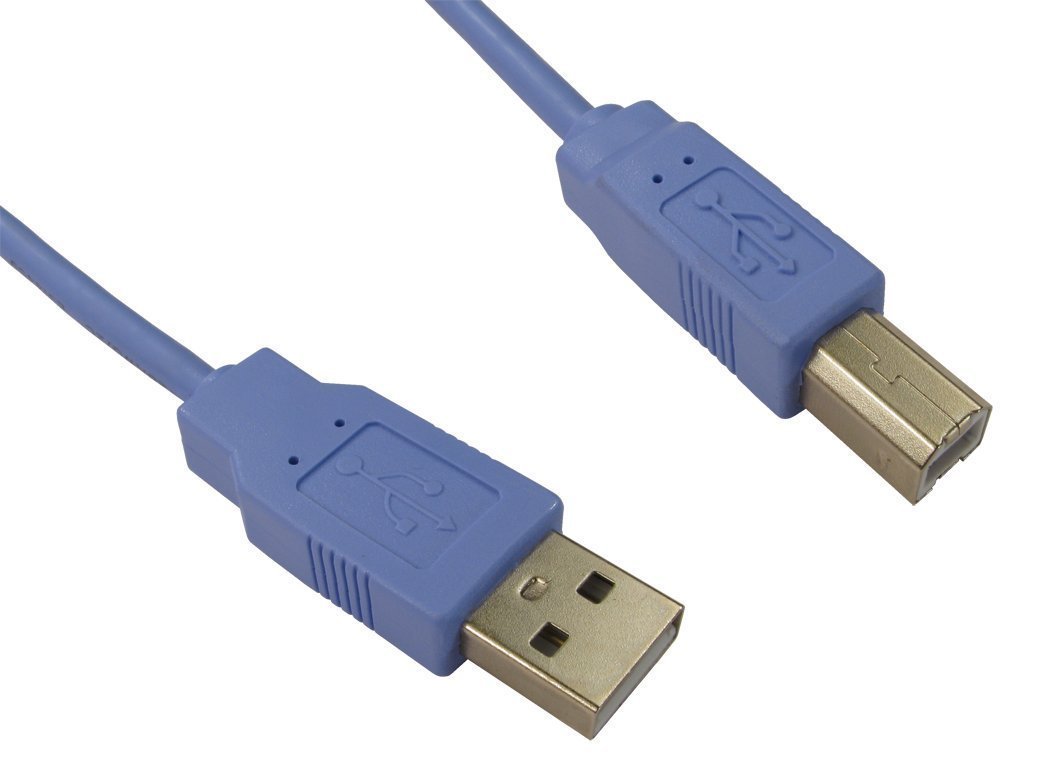 1.8m USB Cable | High Speed 2.0 | 480Mbps | 100% Copper Wire | A Male to B Male | Compatible with Epson, HP, Canon, Lexmark, Oki Printers | Blue Colour