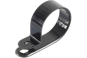 Pack of 100 Nylon Plastic R-Type Cable Clips Wire Clamp (Black, 1 inch)
