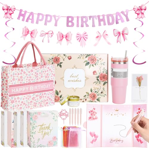 Birthday Gifts for Women, Unique Best Friend Happy Birthday Gift Basket for Women, Pamper gift,Inspirational Get Well Gifts for Female,Thank You Set Box for Her,Sister,Friend,Wife,Mom
