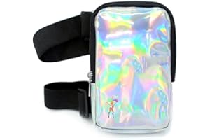 EVERYTHING CROPOVER Holographic Thigh Bag | Leg Harness for Women | Outdoor Waist Pouch | Carnival Hiking Travel Fanny Pack with Adjustable Straps | Silver