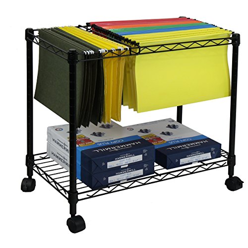 Oceanstar Portable 1-Tier Metal Rolling File Cart, Black (Renewed)