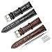 CIVO 2 Packs Genuine Leather Watch Bands Top Calf Grain Leather Watch Strap 16mm 18mm 20mm 22mm 24mm for Men and Women (22mm, Black/Dark Brown(White Stitching))