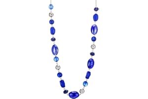 FULU AUTUMN Long Beaded Necklaces for Women Silver Link Chain Necklace with Shell Crystal Beads, Party Gifts for Her