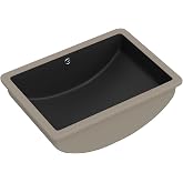 Couoko 21x15 Inch Black Rectangle Undermount Bathroom Sink | Interior Bowl Size 18"W x 12"D, Ceramic, Curved Bottom, Easy to Clean, with Overflow, Ideal for Bathroom, Lavatory, Vanity