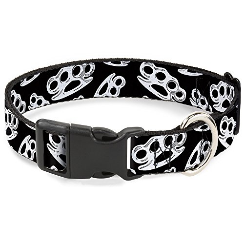 Plastic Clip Collar - Brass Knuckles Black White - Medium 11-17"