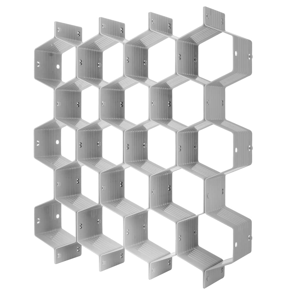 poeland Drawer Divider Organizer 8pcs DIY Plastic Grid Honeycomb Drawer Divider Grey