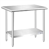 KUARBARR Stainless Steel Table, Metal Kitchen Prep Table 30 x 18 Inch | Commercial Stainless Steel Prep Table for Restaurant Garage Storage Warehouse