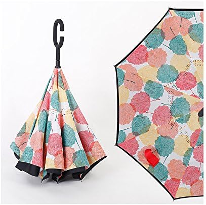 Saimoe Reverse Folding Umbrella for Rain, Sun &amp; Car with Carrying Case - Windproof &amp; UV Protection Umbrellas for Women and Men, C Hook Handle for Travel, Golf &amp; Sports
