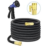 SHINE HAI 50ft Expanding Hose with 8 Functions Sprayer, Expandable Garden Hose with Strongest TPS, Solid Brass Connector Fitting, Extra Strength Fabric Garden Hose Nozzle