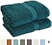 Superior Egyptian Cotton Pile Bath Towel Set of 2, Ultra Soft Luxury Towels, Thick Plush Essentials, Absorbent Heavyweight, Guest Bath, Hotel, Spa, Home Bathroom, Shower Basics, Teal